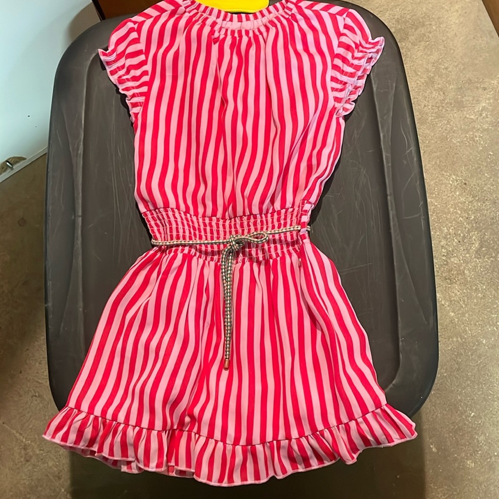 Two tone pink striped girls dress